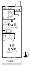 昭島コートエレガンスElle-D 1Kの間取図画像