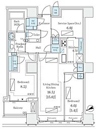 三田ガーデンヒルズウエストヒル 2LDKの間取図画像