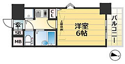 イトーピア三宮アーバンステージ 2階ワンルームの間取り