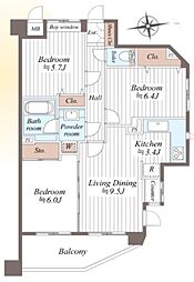 セザール第二池袋本町 3LDKの間取図画像