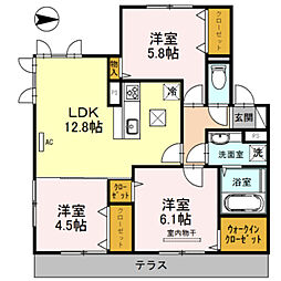 ウチカイト 3LDKの間取図画像
