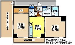 メゾン・オカダ 4階2DKの間取り