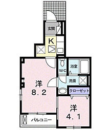 ブライトスクエアK1 2Kの間取図画像