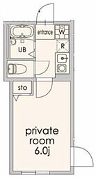 ville中落合 2階1Kの間取り