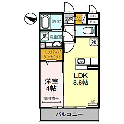 アビタシオン花房 1LDKの間取図画像