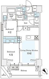 グランパセオ西麻布2 2LDKの間取図画像