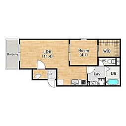 オガールコートナカモズ 1LDKの間取図画像
