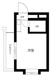 レジダンスイン・目黒 ワンルームの間取図画像