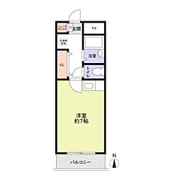 メルベーユ 1Kの間取図画像