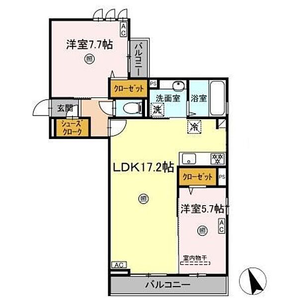 Ｐｌｕｍ　Ｍ　I（プラムエムワン） 301｜福岡県久留米市宮ノ陣５丁目(賃貸アパート2LDK・3階・68.00㎡)の写真 その2