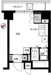 JR京浜東北・根岸線 大井町駅 徒歩10分の賃貸マンション 11階ワンルームの間取り