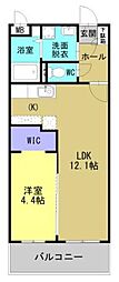 霧島市隼人町真孝マンション 1LDKの間取図画像