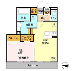 レーヴ2 1LDKの間取図画像