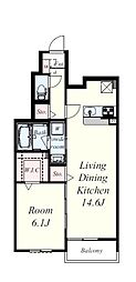アーサー住之江 1LDKの間取図画像