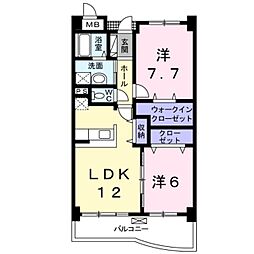 ヴィラ・クオーレ 2LDKの間取図画像