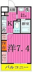 LEVICIA BLDG.III 1Kの間取図画像