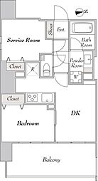 Premier市谷薬王寺 1SLDKの間取図画像