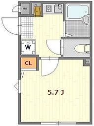notice馬込 3階1Kの間取り