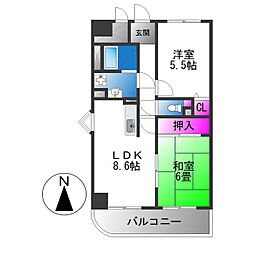 ヴィラシャトー 2LDKの間取図画像