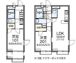 レオパレスプリムヴェール 1Kの間取図画像