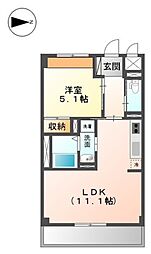 ユニヴァリィセントラルコート長居 1LDKの間取図画像