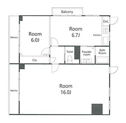 第二宮庭マンション 2DKの間取図画像