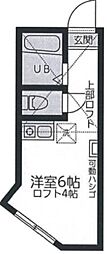 ユナイト三春台ジョアンの杜 ワンルームの間取図画像