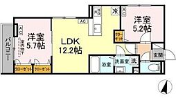 セレスティア興野 3階2LDKの間取り