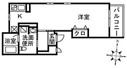 フェリズ茅ヶ崎 ワンルームの間取図画像