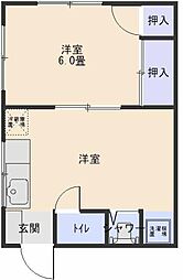 静翠荘 1DKの間取図画像