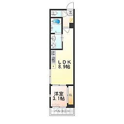 サンメイプル上新庄 1LDKの間取図画像