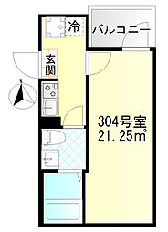 M-SQUARE 1Kの間取図画像
