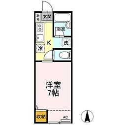 メゾンドール 1Kの間取図画像