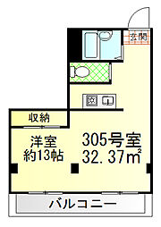 メゾン中央 ワンルームの間取図画像