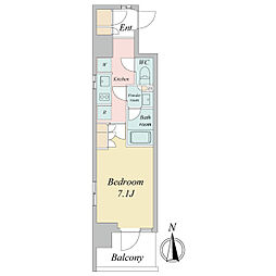 ドゥーエ三ノ輪II 4階1Kの間取り