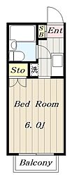 ソフィア青木葉1 1Kの間取図画像