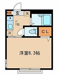 メゾン・ド・ヴェル 1Kの間取図画像