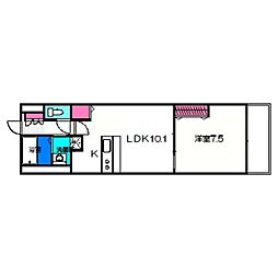 ワイハイツ栄和 1LDKの間取図画像