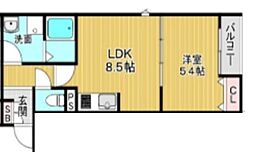 ランドレーヴ常光寺 1LDKの間取図画像