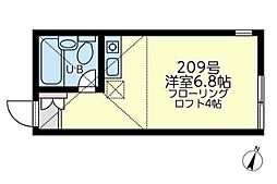 ユナイト鹿島田フェリクス ワンルームの間取図画像