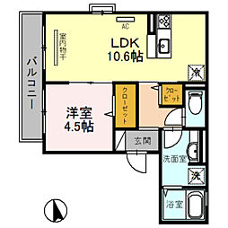 ReCourtStella 1LDKの間取図画像