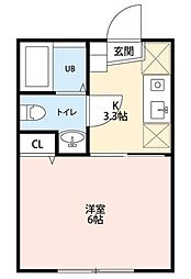 アウラ竹之丸 1Kの間取図画像