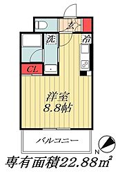 東京メトロ東西線 行徳駅 徒歩1分の賃貸マンション 4階ワンルームの間取り