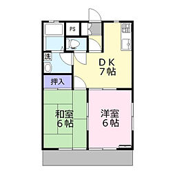 ウェル.サン.ピア 2DKの間取図画像