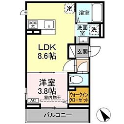 D Paina 久地 1LDKの間取図画像