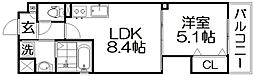 クリエオーレ星田 1LDKの間取図画像