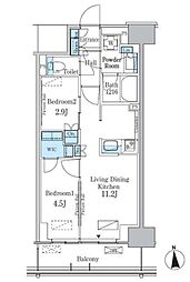 パークアクシス新宿百人町 2LDKの間取図画像