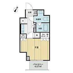 ライオンズ千代田岩本町ミレス 1Kの間取図画像