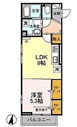 コスモス 1LDKの間取図画像