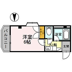 スカイビュー 1Kの間取図画像
